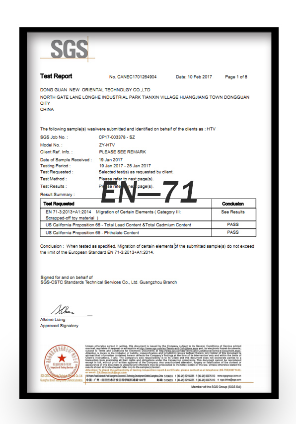 EN-71 Certifcate